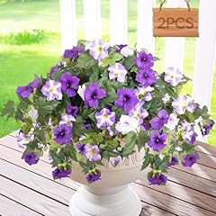 Fake Flowers Purple White 2 Pcs