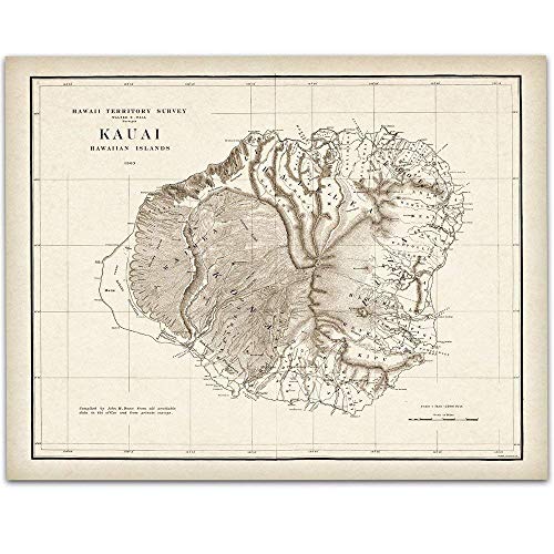 Kauai Hawaii 1903 Map - 11x14 Unframed Art Print - Great Vintage Home Decor Under $15