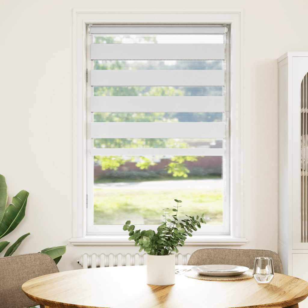 Store enrouleur double blanc 90 x 150 cm avec largeur du tissu 85,9 cm, en polyester, store occultant avec brise-vue, store enrouleur pour fenêtre, store intérieur, store à fixation sans perçage