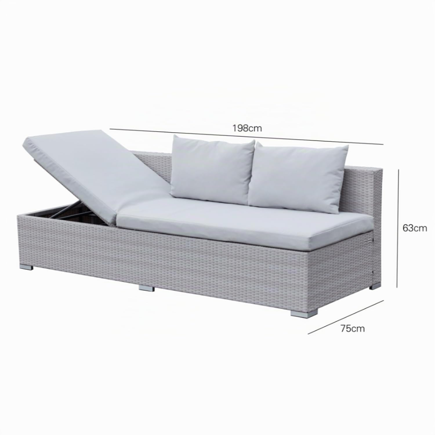 CONCEPT USINE | Conjunto de jardín Samoa modular de 10 plazas | Resina trenzada de 4 hilos gris claro | Mesa alta de cristal templado | Sofá esquinero reclinable con almacenamiento | 4