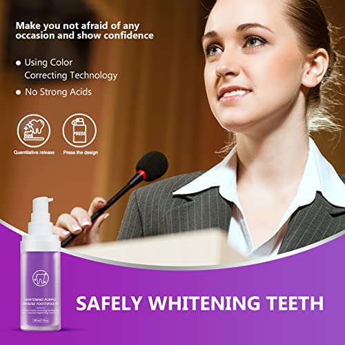 Purple Toothpaste For Teeth Whitening, Tooth Stain Removal Whitening Toothpaste, Teeth Whitening Booster, Purple Teeth Whitening Foam, Colour Correcting #TOP6