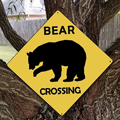Panneau Caution Beware of Bear Crossing Zone rustique extérieur
