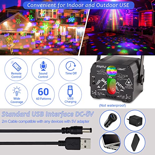 Party Light Dj Disco Lights Sound Activated Mini Laser Light With Remote Control Usb Charrging For Indoor Parties Disco Stage Show Hoilday Christmas #TOP2
