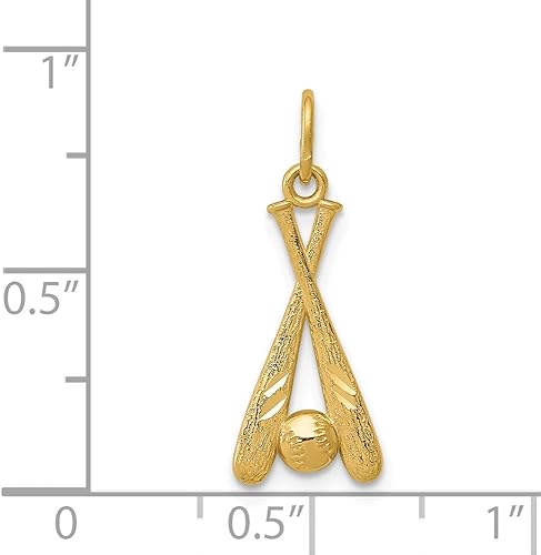 Miniatura 3 de Colgante de bates de béisbol y bola de oro amarillo macizo de 14 quilates, 0.866 in x 0.315 in, Metal