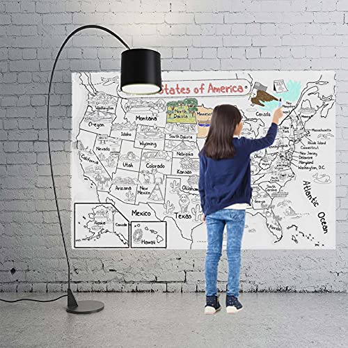 Dekali Designs Us Map Coloring Poster - 52X35 Inches Giant Coloring Poster For Kids – Jumbo Coloring Poster For Children To Learn Us States And Capitals (Folded) #TOP7