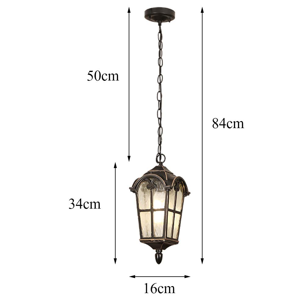 Lampa wisząca, nowoczesna, czarna aluminiowa lampa wisząca, na ganek, ogród, podjazd lub taras, odporna na warunki atmosferyczne, do użytku wewnątrz i na zewnątrz