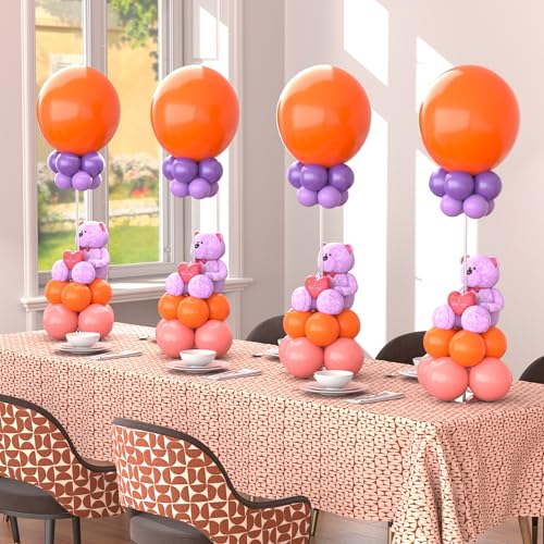 Image of 10 Pack Balloons Stands for Tables, 23.6 Inch Acrylic Balloon Centerpiece Stands with Clear Base, Balloon Stick Holder for Wedding, Baby Shower, Holiday, Graduation, Birthday Party Decoration