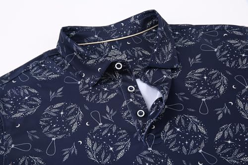 Alex Vando Mens Hawaiian Golf Shirt Moisture Wicking Digital Print Golf Shirts for Men