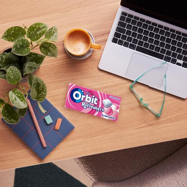 Orbit Refreshers Bubblemint – Chewing Gum Senza Zucchero, Aroma Frutta & Menta, 12 Confezioni da 8 Pezzi (Totale 214,8 g)