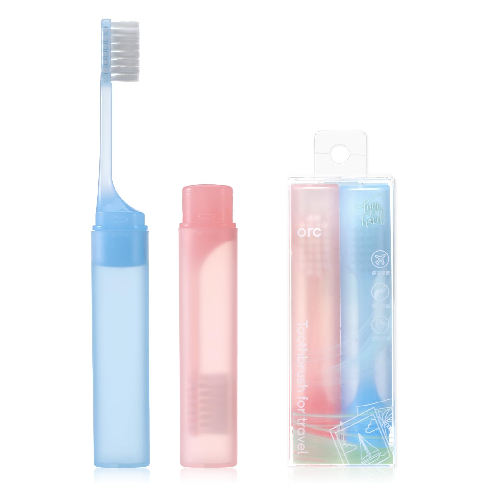 2 Pcs Travel Toothbrush Portable Travel Toothbrush Set Mini Soft Toothbrushes for Adults Medium Bristles Portable for Road
