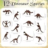 VICROIC 60 PCS Dinosaur Fossil Skeletons, Assorted Dinosaur Skeleton Figures for Science Dino Sand Dig Party Favor Decorations(Brown)