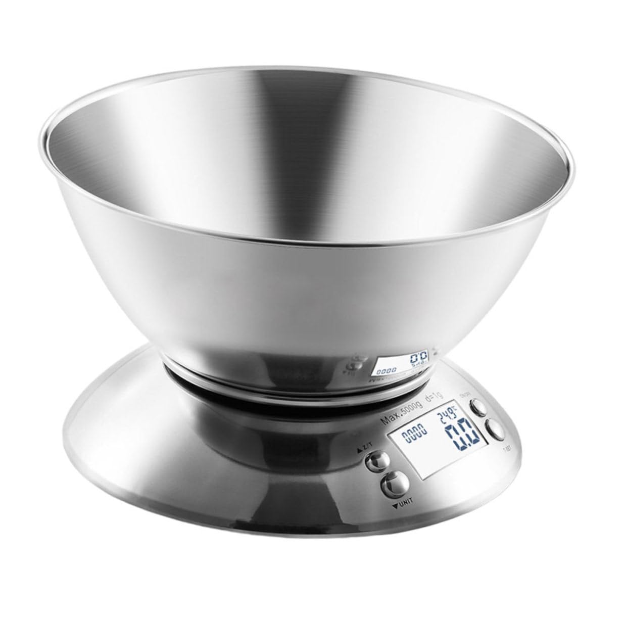 High Precision Electronic Kitchen Food Scale with Stainless Steel Bowl and Clock, Multipurpose Digital Display Scale for Cooking, Baking, and Household Weighing Random Color