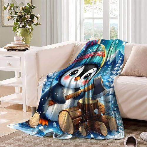 Couverture pingouin microfibre de qualite superieure dessus de canape doux - 4