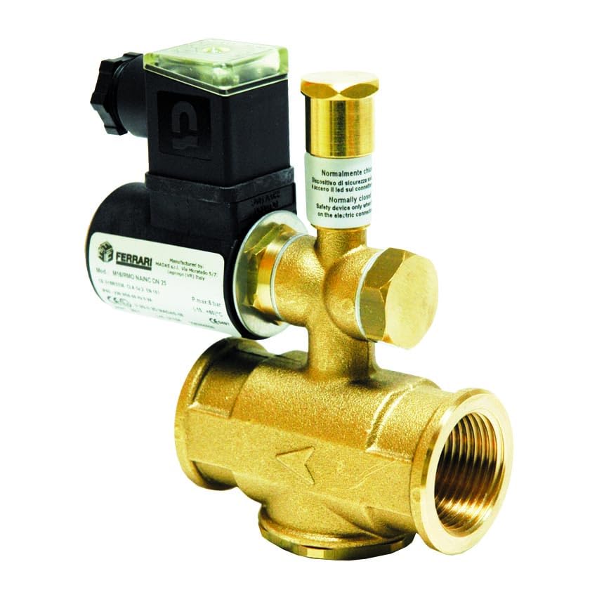 Electrovanne gaz stop fuite réarmement manuel 230V AC normalement ouverte fermée 1 pouce 6 bar