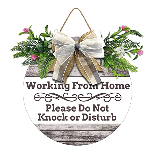 Working from Home Please Do Not Knock or Disturb Round Wooden Door Hanger,Nursery,Front Door,Door Knob Decor,Living Room Sign, Wall Decor, Hanging Wood Sign, Bedroom Decor Sign?C?