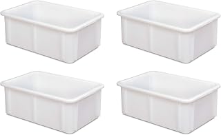 4 recipientes europeos para cargas pesadas, 600 x 400 x 215 mm, 40 litros, color blanco