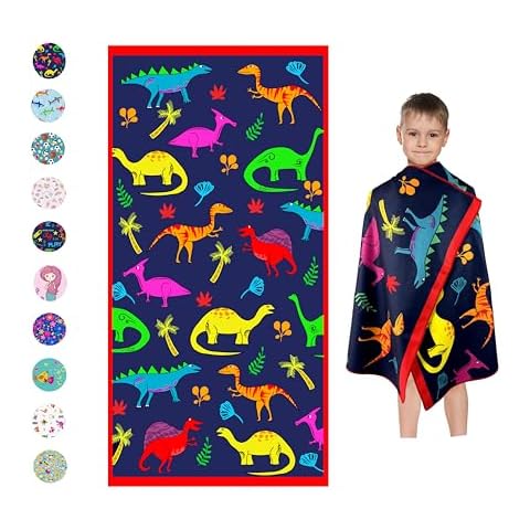 Microfiber Beach Towel for Kids - Dinosaur Cover