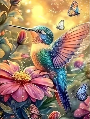 Image of MYBISYMQQ Hummingbird Cross Stitch Kits for Adults,Stamped Cross Stitch Kits for Beginner,DIY Needlepoint Embroidery Patterns Kits Embroidery Patterns for Home Wall Decor 15.7x11.8 inches
