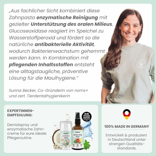 noms+ Enzymodent Enzymatische Hundezahnpasta mit natürlicher Pflege- und Präventionsformel gegen Mundgeruch und Zahnstein beim Hund