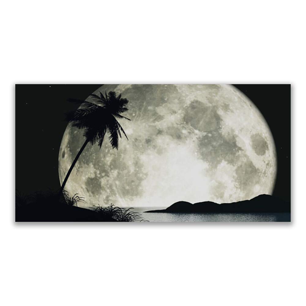 Impression sur verre trempé 120x60cm Tulup tableau décoration murale moderne paysage de lune