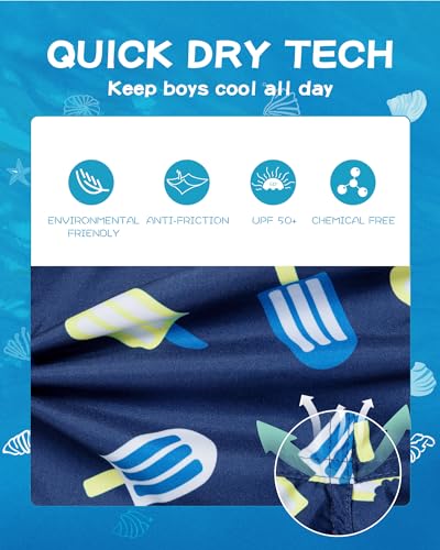 Image of SURF CUZ Boys Swim Trunks Toddler Swim Shorts UPF 50+ Bathing Suit for Boy Swimsuit Quick Dry Mesh Beach Boardshorts Swimwear