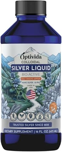 Optivida Colloidal Silver Liquid - 10 PPM Liquid Silver Immune Support, Pure Nano Silver Hydrosol Liquid for Family Wellness - Natural Silver Water for Adults & Kids, Non-GMO, 3rd Party Tested - 16 Oz