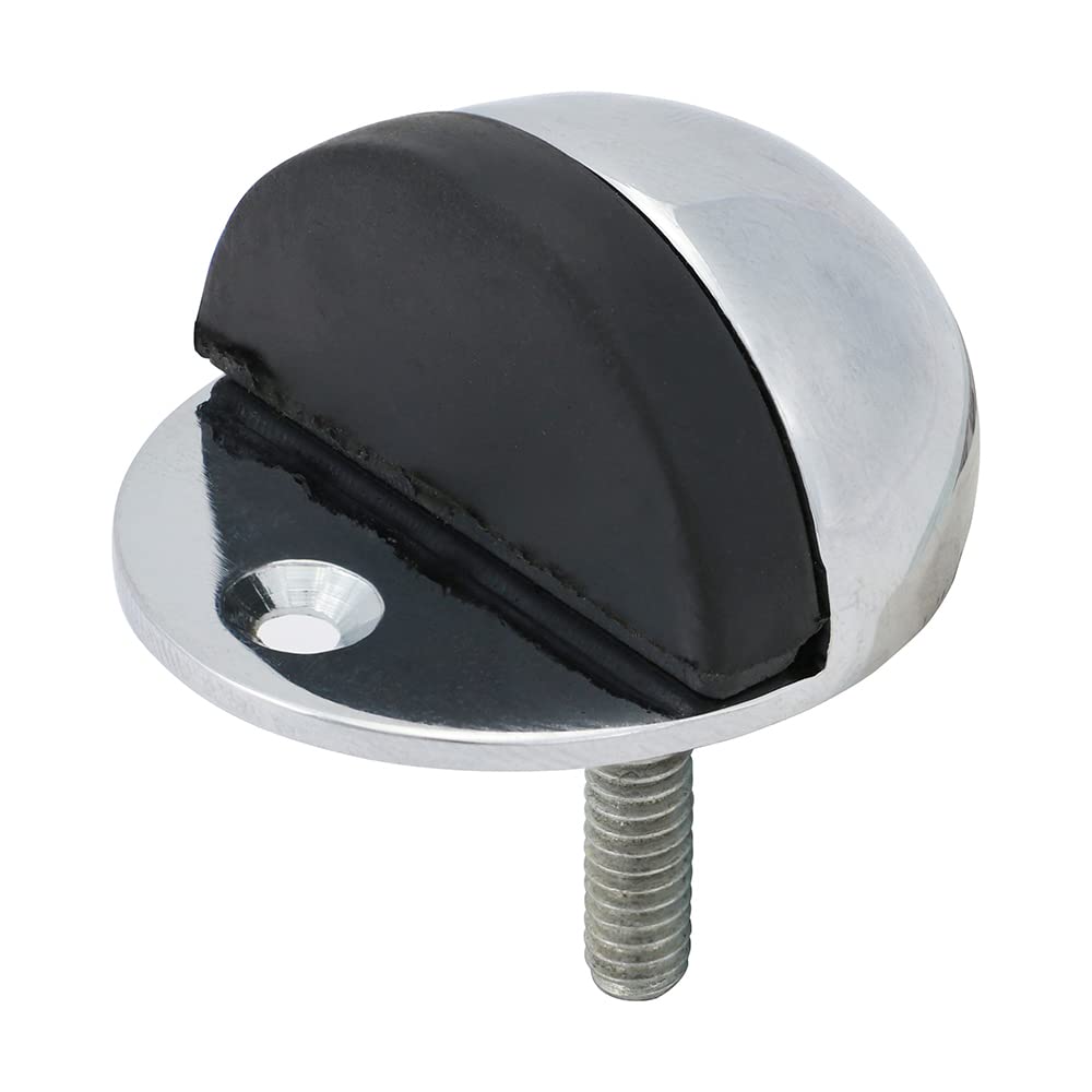 TIMCO Oval Door Stop - Polished Chrome - Floor Mounted - Protective Rubber Buffer tip - 47mm