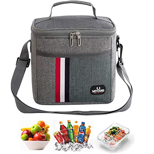 SHULOOK Sac à déjeuner pour femme - Étanche - Avec bretelles réglables - Pour le travail, les voyages, l'école - Gris - 1 Cover