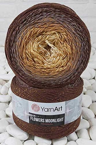 Image of YarnArt Flowers Moonlight Glitter Cotton Yarn, Soft, Rainbow Crochet, Metallic Lurex handknit Shiny, Silvery Cake, Multicolor Cotton, 1 Skein Weight 9.17oz Lenght 393.7 inches, 1 Fine Yarn (3284)