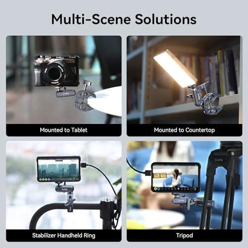 Image of SMALLRIG Camera Mount Clamp, Ballhead Magic Arm with Clamp and Adapter for Gopro, Camera Monitor Mount with 1 /4 inch-20, 3 /8 inch-16 Threaded Holes, Super Clamp for Gopro /DSLR /Stabilizer
