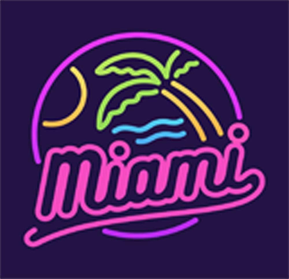 Pretty Neon Light Miami Calligraphy Cartoon Icon Vinyl Sticker (2" Wide)