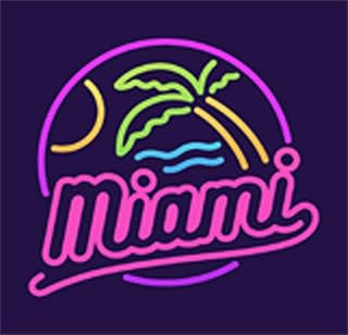 Pretty Neon Light Miami Calligraphy Cartoon Icon Vinyl Sticker (2" Wide)