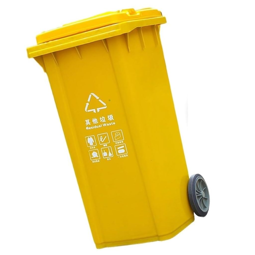 Große Mülltonne Außenbereich Rädern Und Deckel 50 L 100 L 120 L Küchenmülltonne Veranda Hinterhof Terrasse(Yellow,120L)