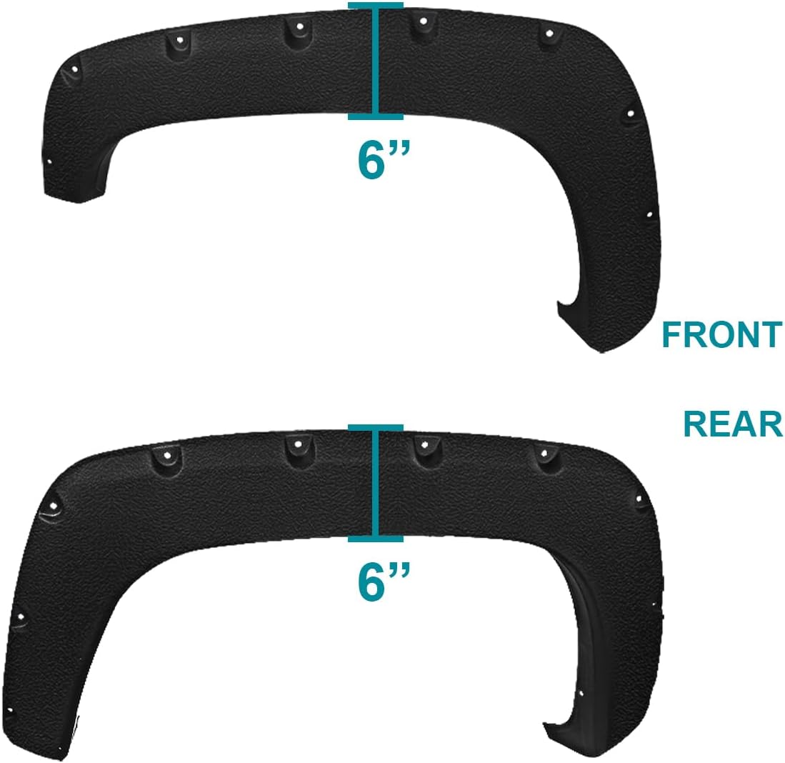 Spec-D Tuning 4PC Front + Rear Rugged Textured Pocket Rivet Style Fender Flares Compatible with 1988-1998 Chevy GMC C/K 1500