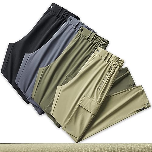 Men's Quick Dry Cargo Pants Plus Size Multi-Pockets Loose Sweatpants Work Joggers Casual Straight Long Trousers Male2