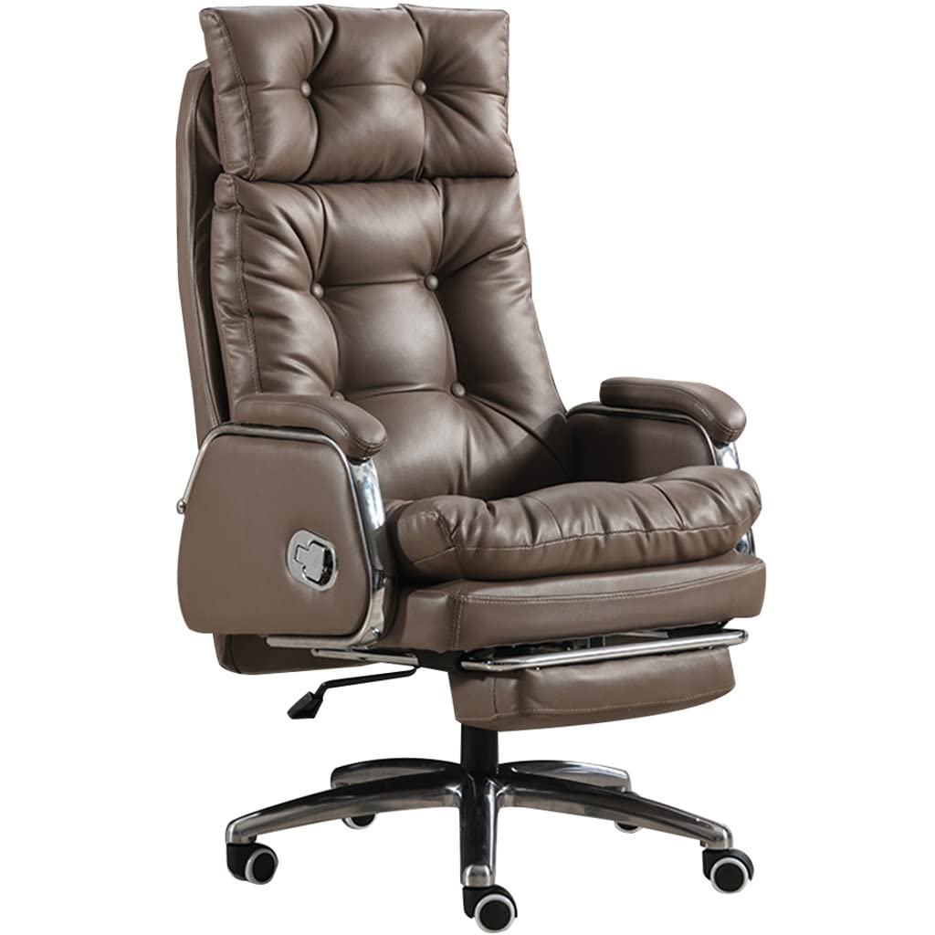 HTTGDGDH Adjustable 155° Nap Reclining Executive Office Chair With Footrest Soft Ions Supports Up To 330.7Lbs Ergonomic Design Amber Color For Comfort,Smoke Gray-115-121x52cm