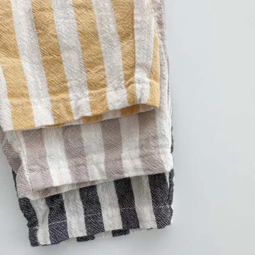 Boys' Cotton Linen Harem Bloomers Pants for Baby Toddler Striped Bloomer Elastic Basic Harem Pants Joggers 4-5 Years Yellow4