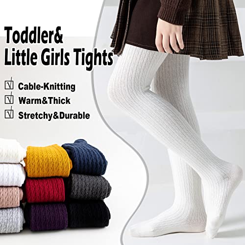 Image of EPEIUS Baby Girl Tights Thick Cable Knit Leggings Little Girls Cotton Stockings Pantyhose for Toddlers Child 2-10 Years