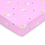 UOMNY Crib Sheet, Pink Clouds Crib Sheets Baby Sheet for Standard Crib and Toddler Mattresses Nursery Bedding Sheet Crib Mattress Sheets for Boys and Girls 1 Pack Toddler Sheet