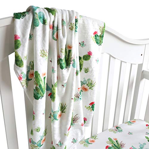 Sahaler Sukkulenten Kaktus-Plüsch-Fleece-Überwurf & Empfang Babydecken für Jungen und Mädchen, Fleece-Plüschdecke für Kinderzimmer, Kinderbett, Kleinkindbett, Autositz 76,2 x 101,6 cm (Kaktus-Blumen) Cover