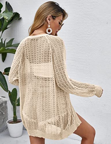 Image of Women Crochet Lightweight Cardigan Cover Up Open Front Long Sleeve Summer Cardigans
