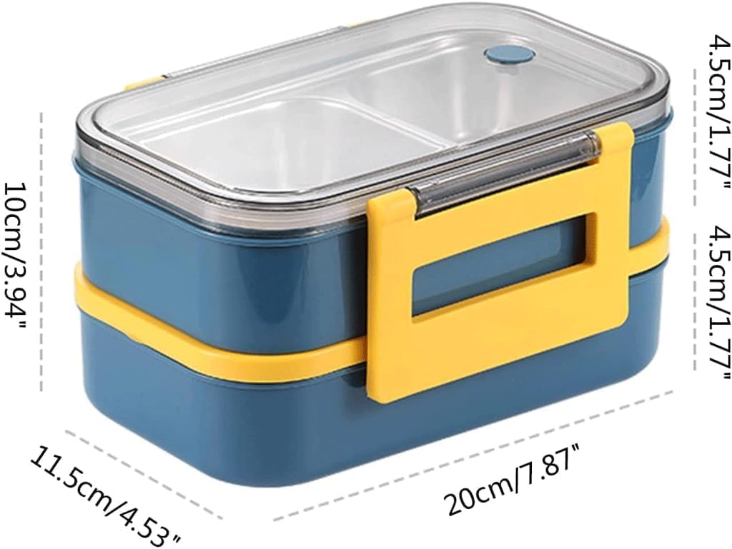 Bento Box a doppio strato in acciaio inossidabile 304 | Multicolore: picnic, viaggi, scuola, cantiere, all'aperto(B)