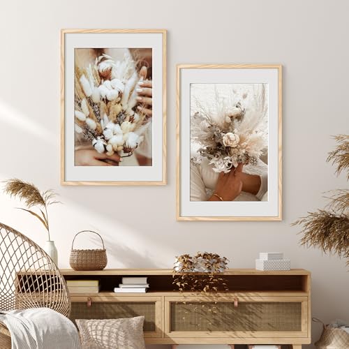 Image of upsimples 20x30 Poster Frame, Display Pictures 16x24 with Mat or 20x30 Without Mat, Wall Hanging Picture Frame, Natural Style, 1 Pack