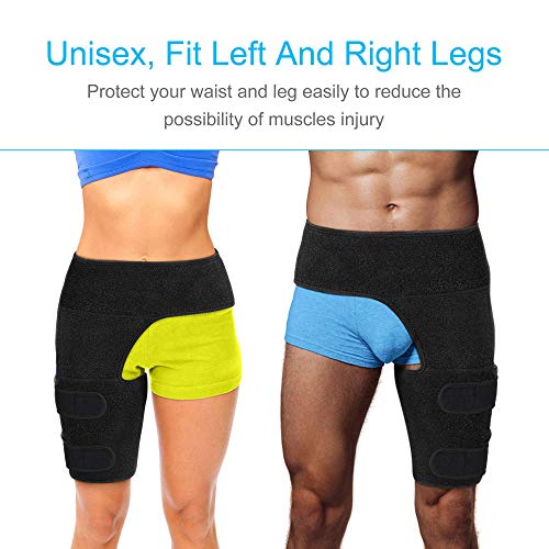 Reaqer Hip Thigh Support Brace Groin Compression Wrap For Pulled Groin Sciatic Nerve Pain Hamstring Injury Recovery And Rehab Fits Both Legs Men & Women #TOP1