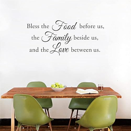Miniatura 6 de Calcomanía de pared de gratitud para comedor  Bless The Food, Family, Love PVC extraíble  Perfecto para sala de estar o decoración de Acción de
