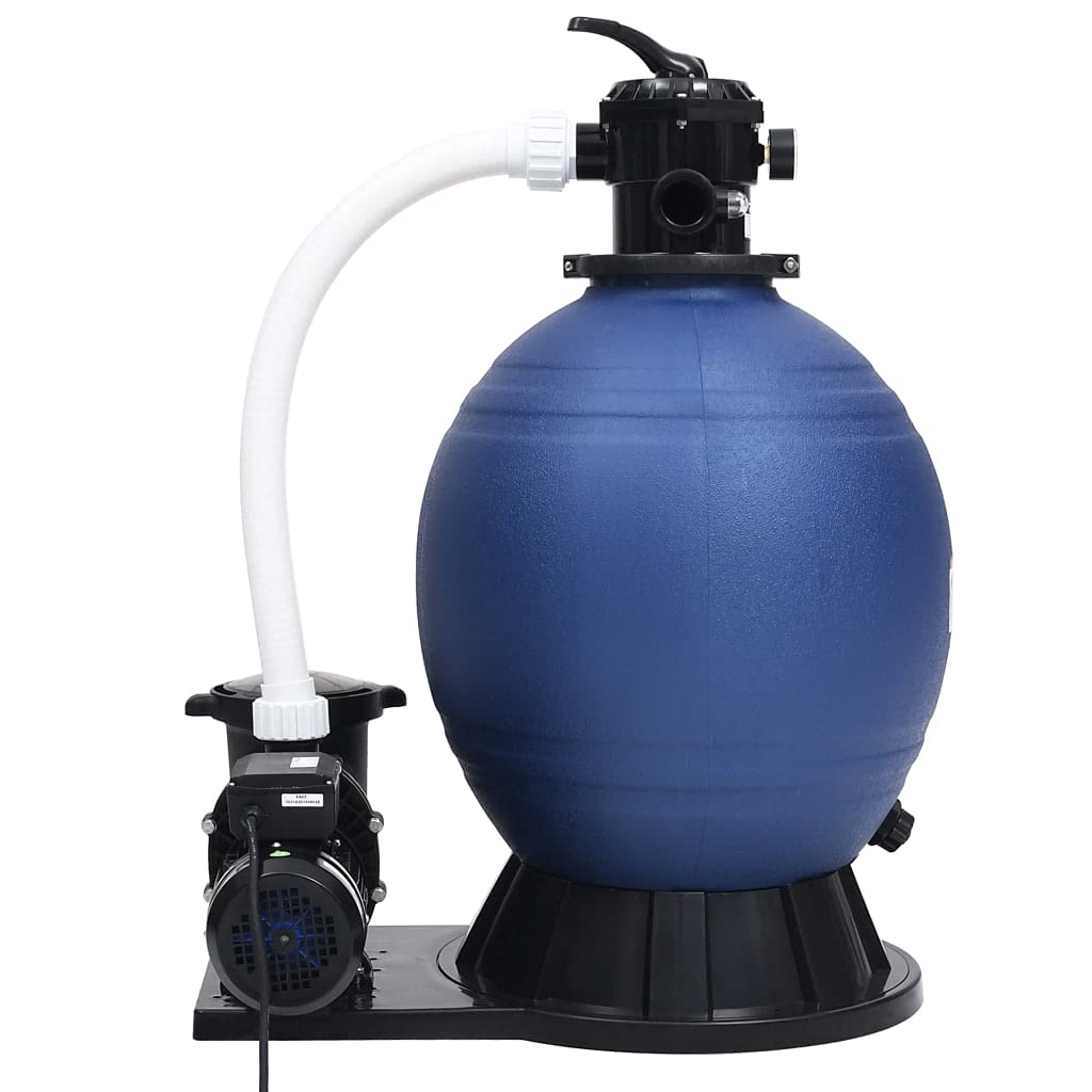 Filtro de arena con válvula de 7 vías y bomba autocebante, caudal de 18 m³/h, presión máxima de trabajo de 3,5 bar, para mangueras de 32/38 mm, incluye 50 kg de arena de filtro (no incluida)