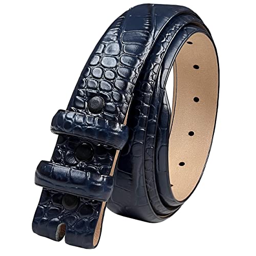 Italian Calfskin Genuine Leather Dress Belt Strap with Snaps 1-1/8"(30mm) Wide (Alligator Navy, 36)