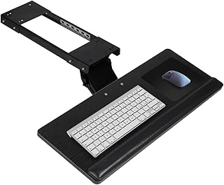 jxgzyy Ergonomic Computer Keyboard Tray Adjustable Height Swivel Tilt Under Desk Computer Keyboard Tray 65×25cm Slide Out Keyboard Platform Shelf Easy To Assemble