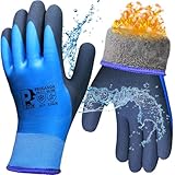 PROGANDA Waterproof Thermal Winter Work Gloves Fleece Liner Insulated Warm for Outdoor Cold Weather Car Washing Gardening Fishing Multipurpose (Blue -Grip Waterproof Thermal, M (Pack of 1))