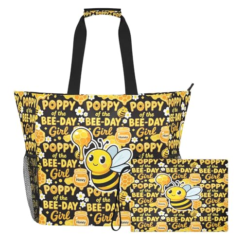 Sacs fourre-tout robustes avec poches en filet Poppy Of The Bee-Day Girl lot de 2 grand format